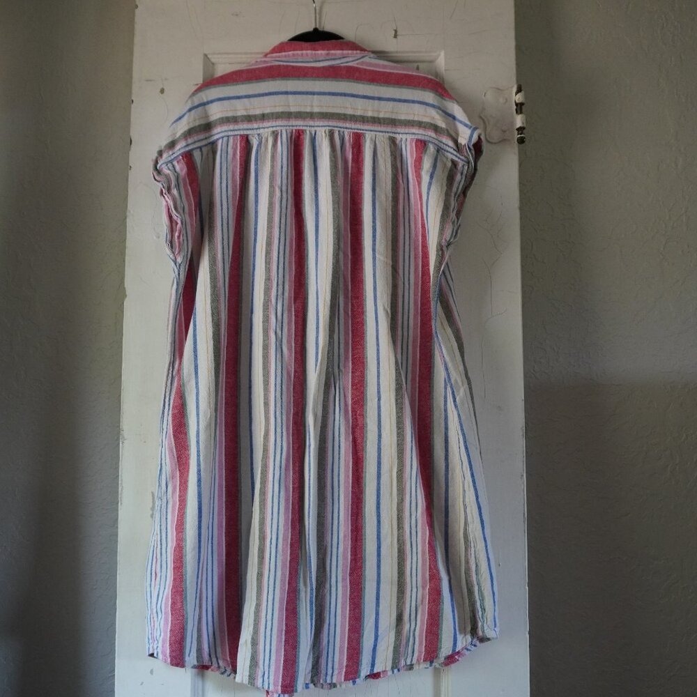 Old Navy Striped Linen Blend Button Front Shirt Dress XL Short Sleeve - Picture 5 of 8